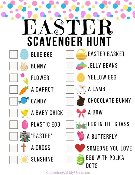Easter Scavenger Hunt Printables